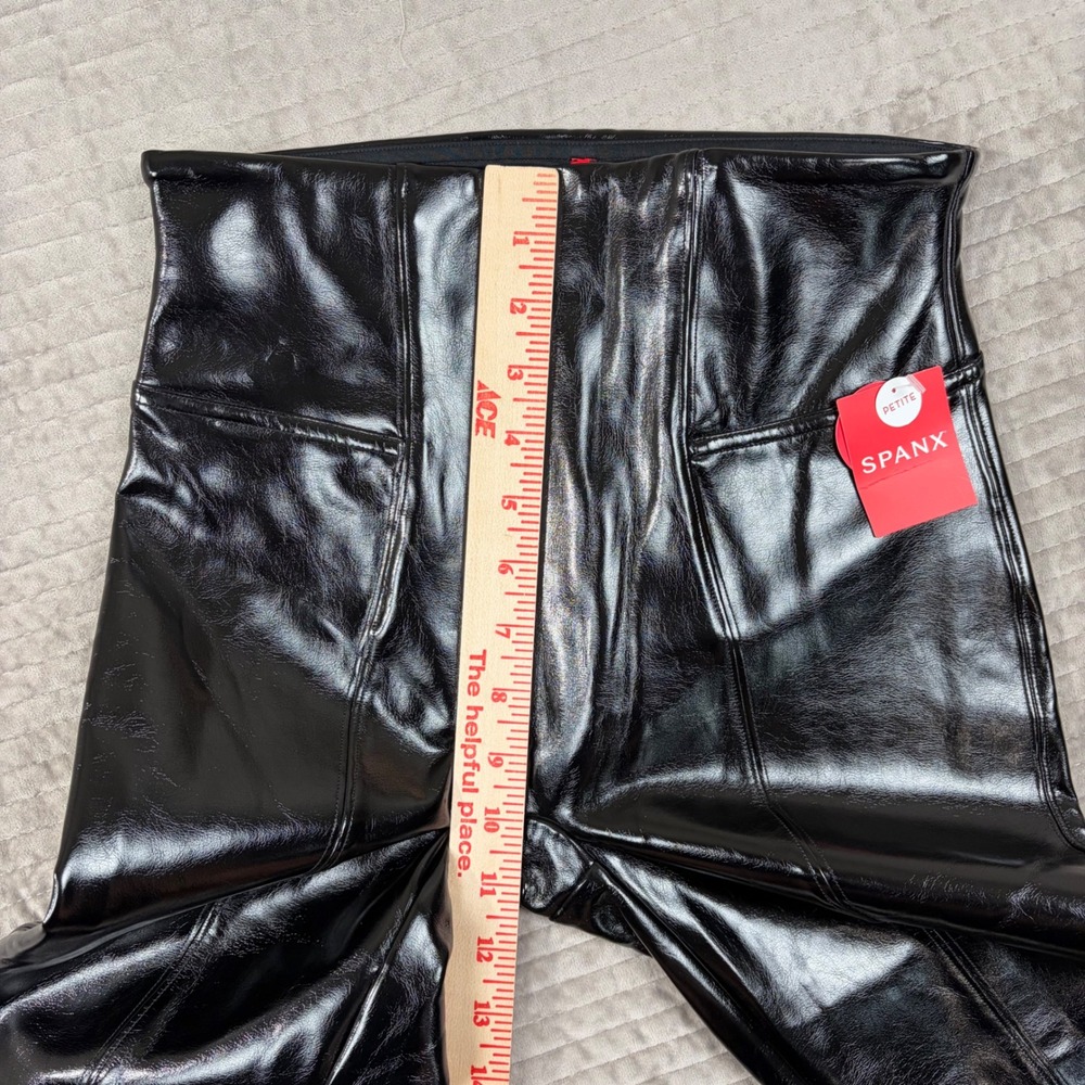 Spanx Faux Patent Leather Leggings Classic Black Petite Small 20301Q NWT - Picture 2 of 8